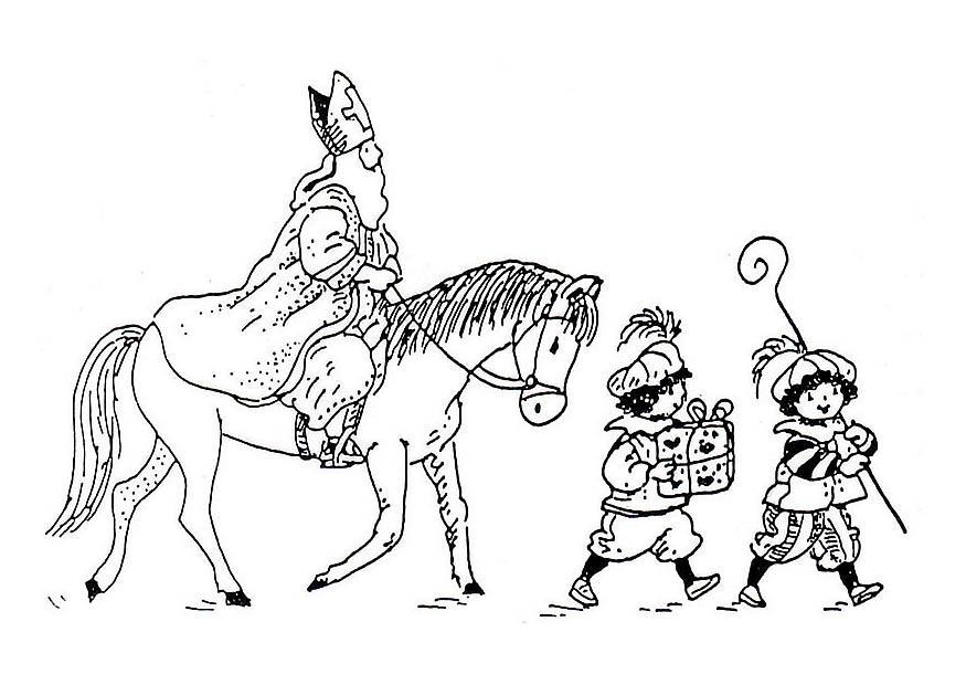 Fargeleggingsbilde st. nikolaus til hest