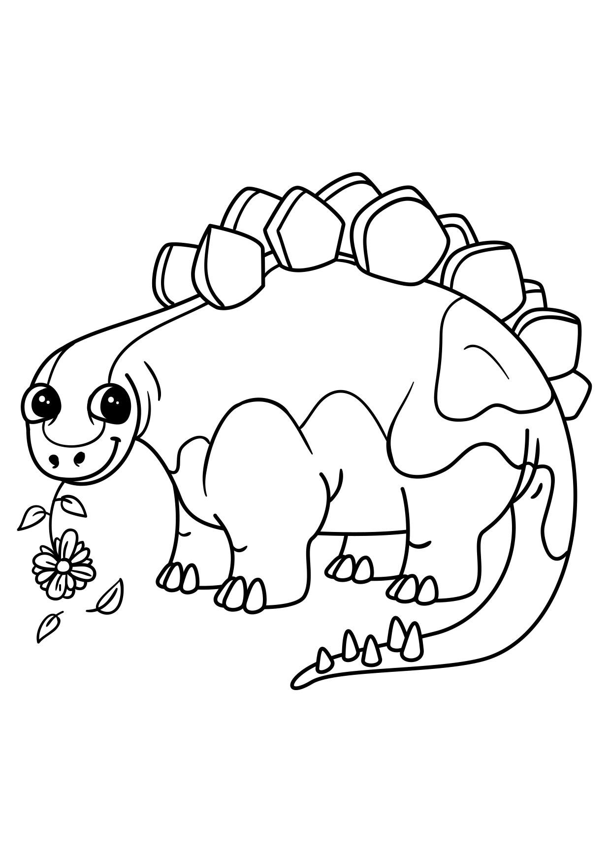 Fargeleggingsbilde stegosaurus med blomst