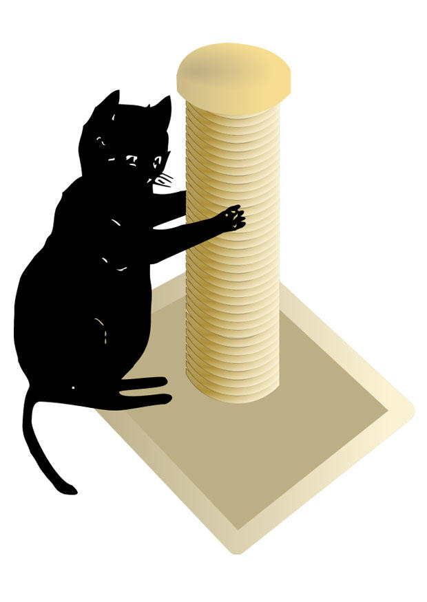stolpe med katt Fargeleggingsbilde stolpe med katt