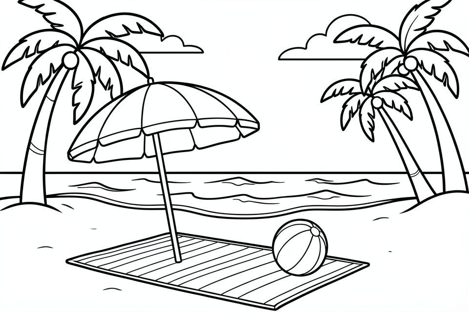 Fargeleggingsbilde strandscene