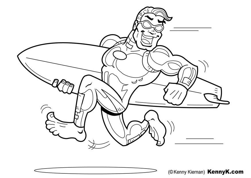 Fargeleggingsbilde surfer