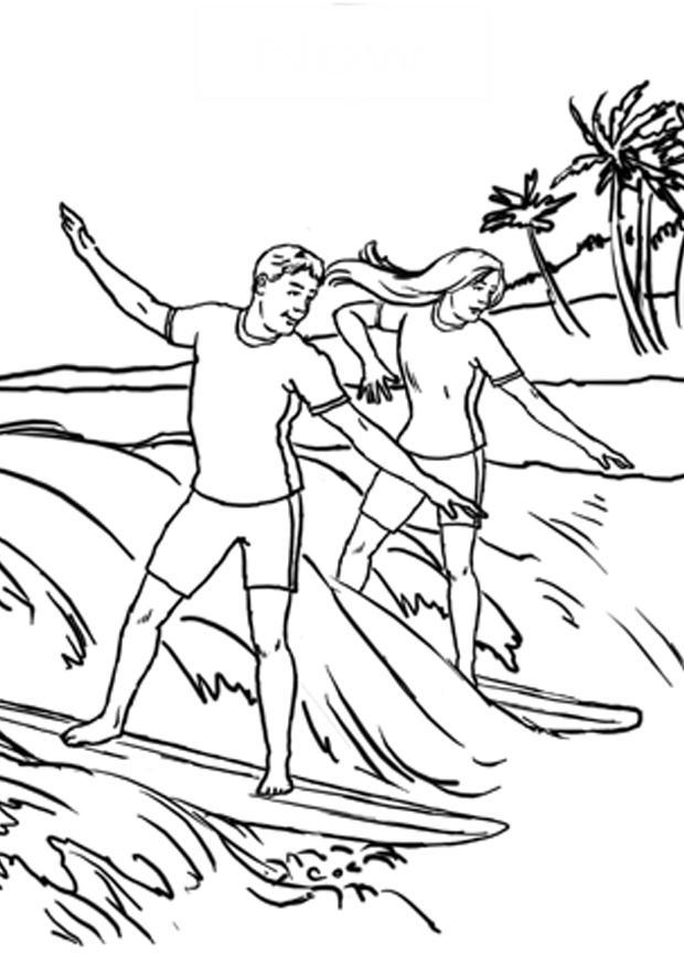 Fargeleggingsbilde surfing