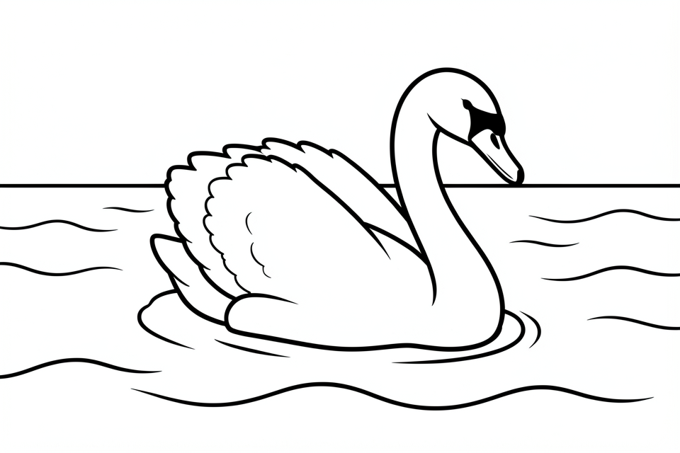 Fargeleggingsbilde svane i vannet