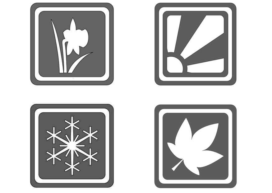 Fargeleggingsbilde symboler for A¥rstidene