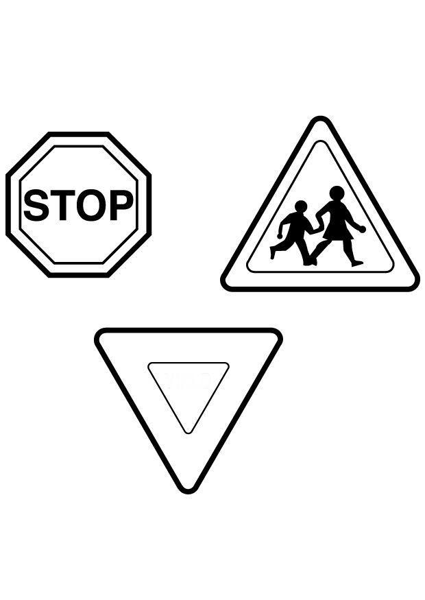 Fargeleggingsbilde trafikkskilter