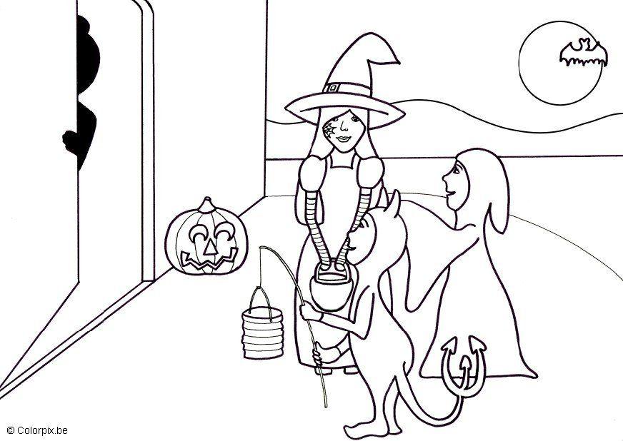 Fargeleggingsbilde tryllekunst eller godteri - halloween
