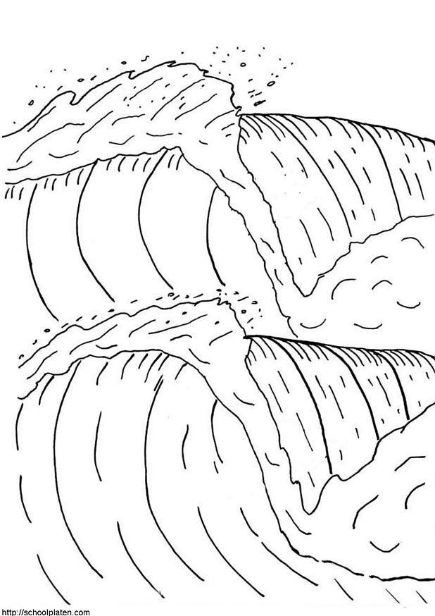 Fargeleggingsbilde tsunami