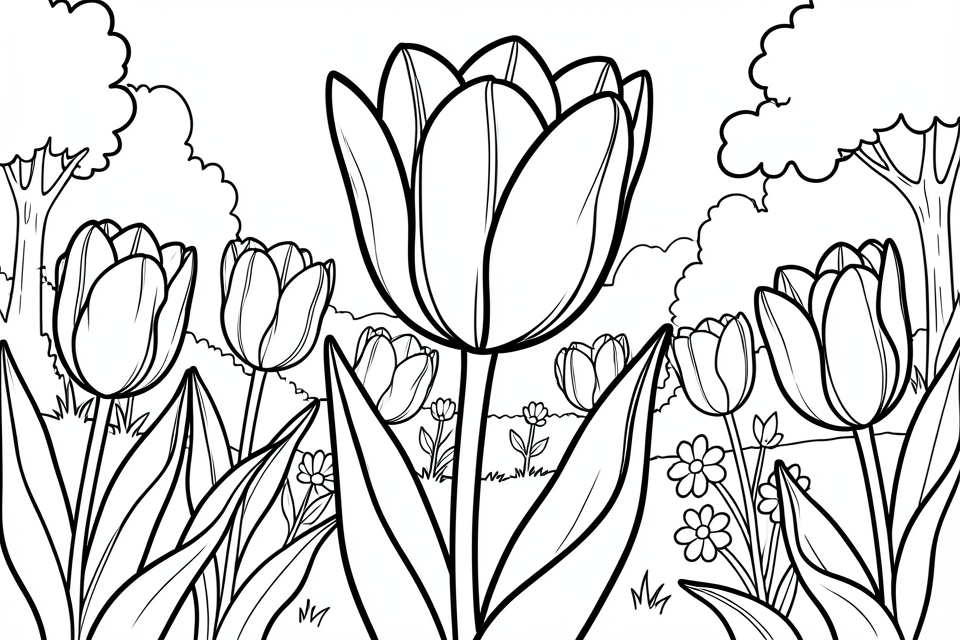 tulipaner Fargeleggingsbilde tulipaner