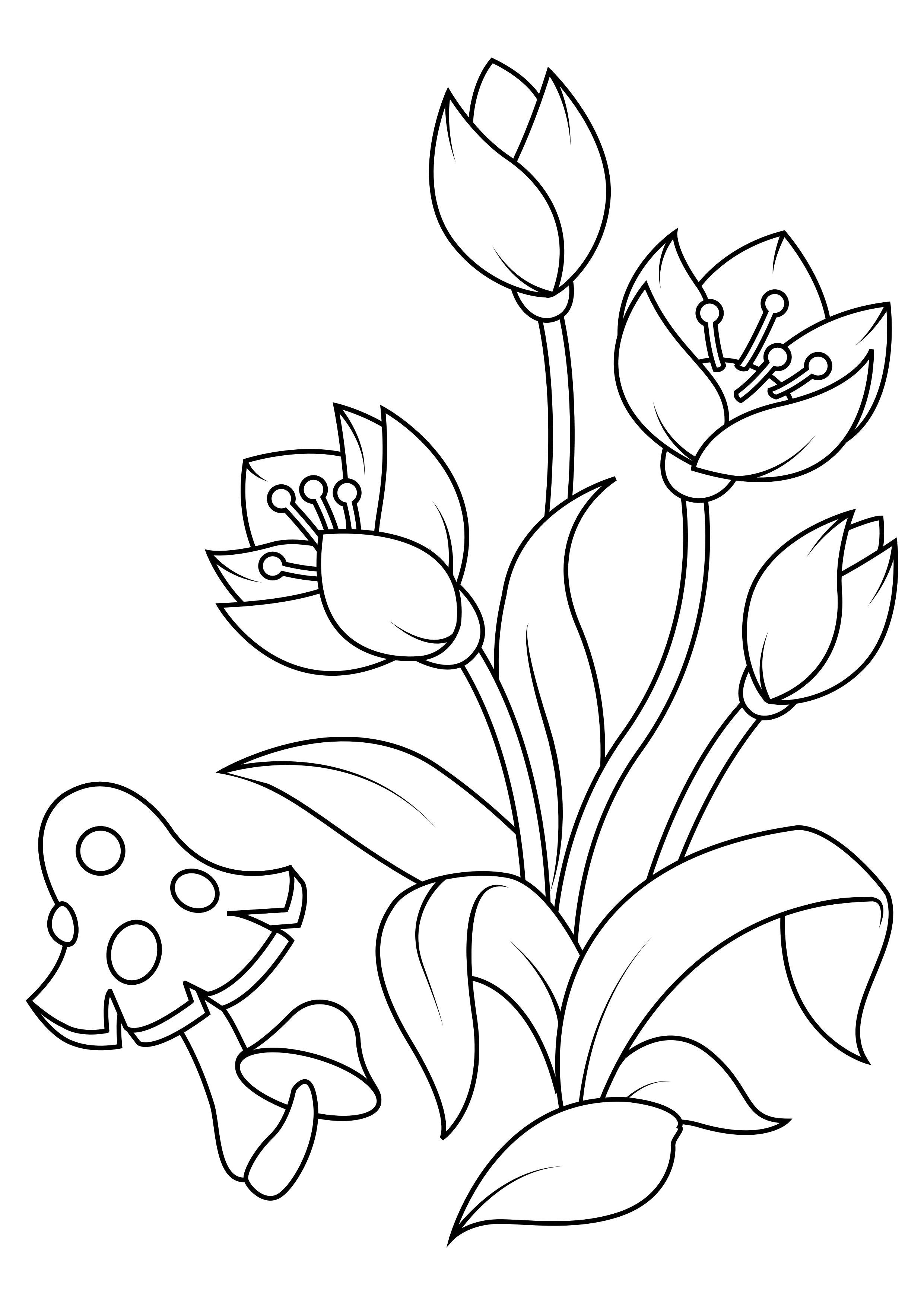 tulipaner med sopp Fargeleggingsbilde tulipaner med sopp