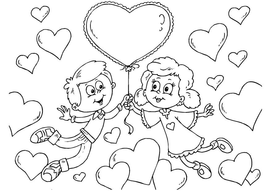 Fargeleggingsbilde valentinsdag barn