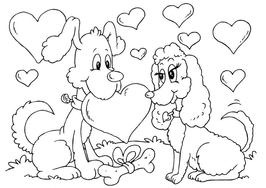 Fargeleggingsbilde valentinsdag hunder
