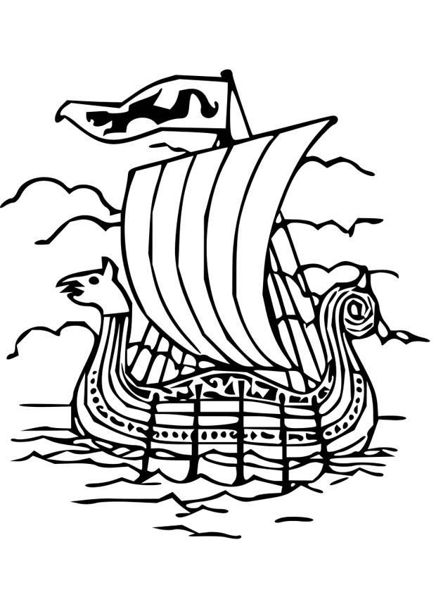Fargeleggingsbilde vikingskip