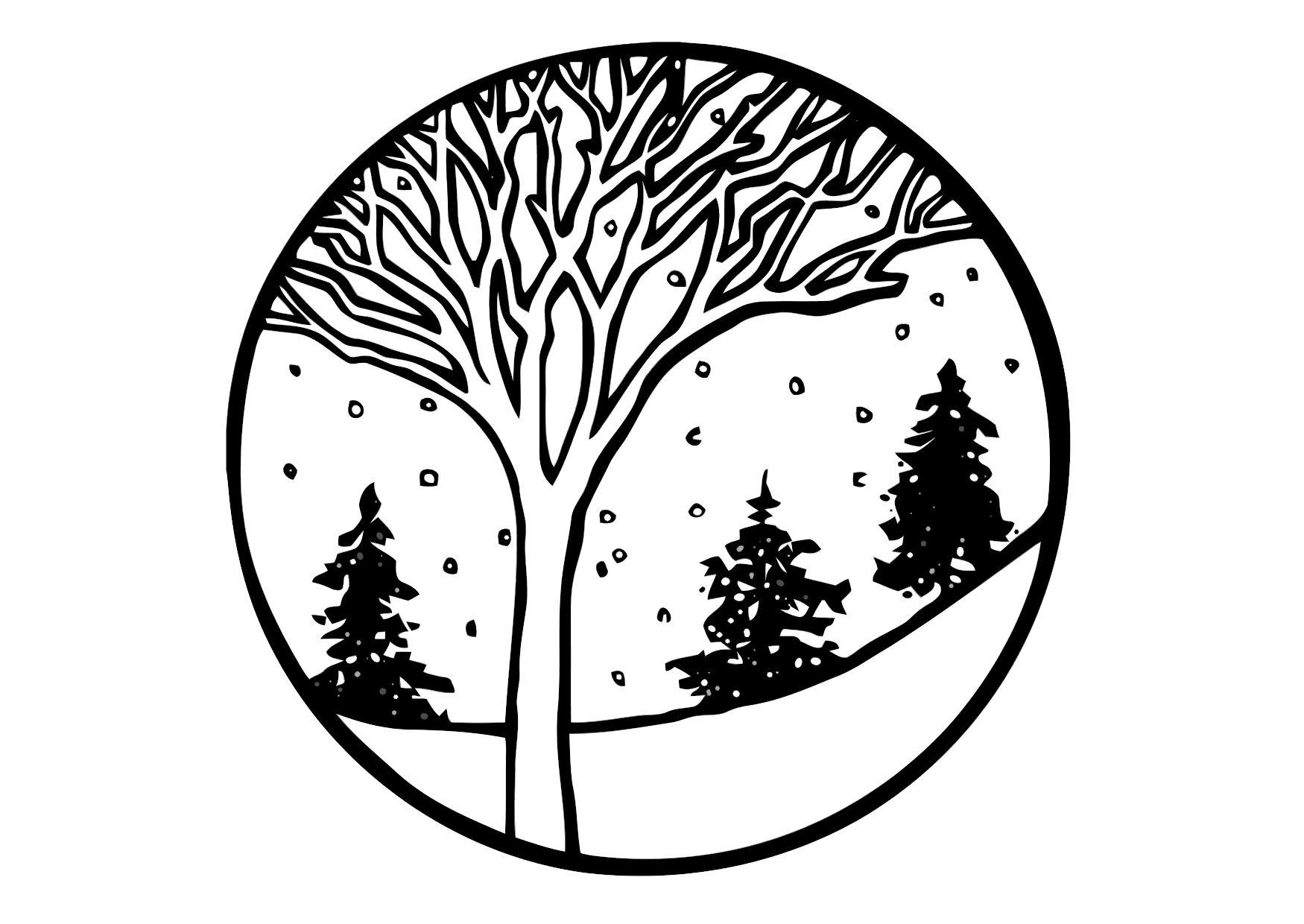 Fargeleggingsbilde vinter