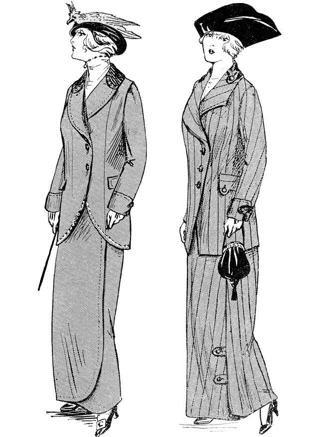 Fargeleggingsbilde vintermote i paris 1914